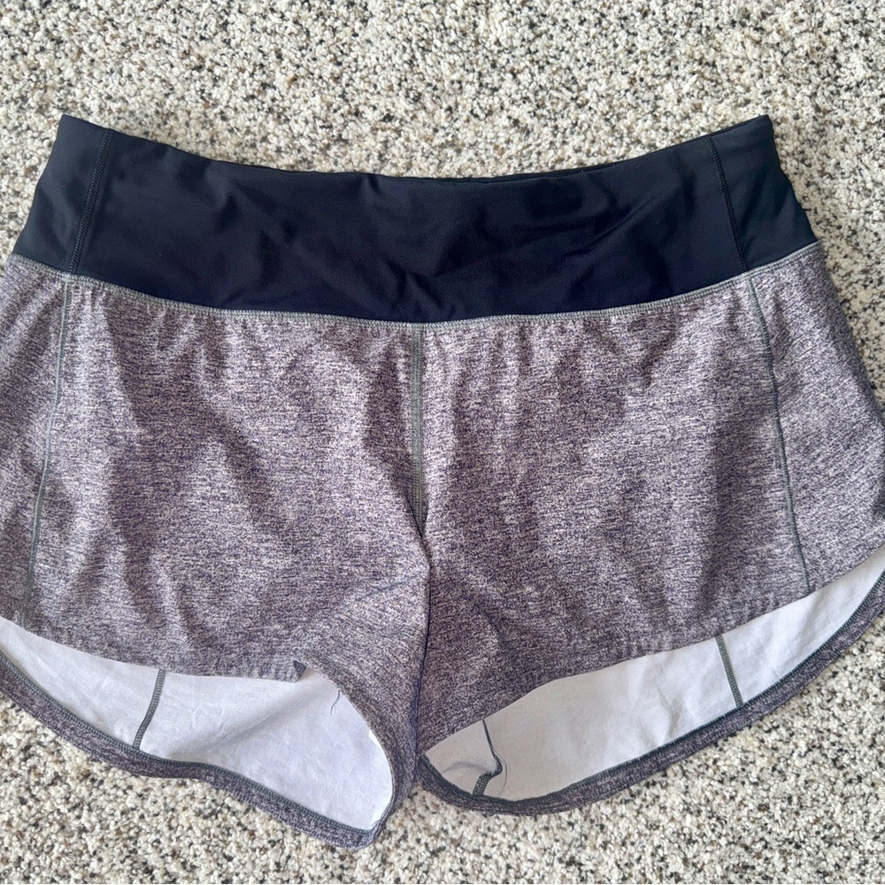 Lululemon speed up shorts heathered lux multi black size 8 tall